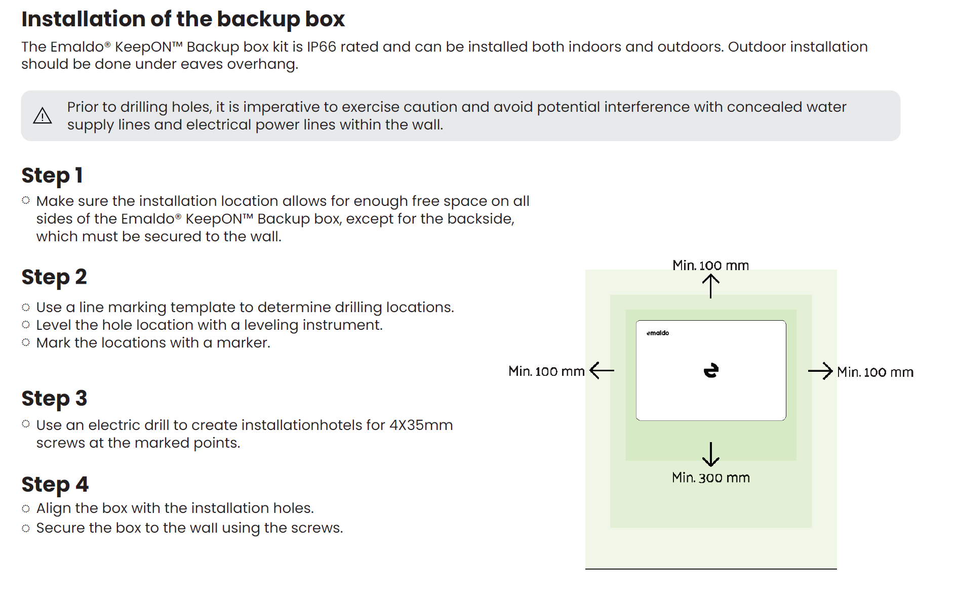Avstånd till backupbox